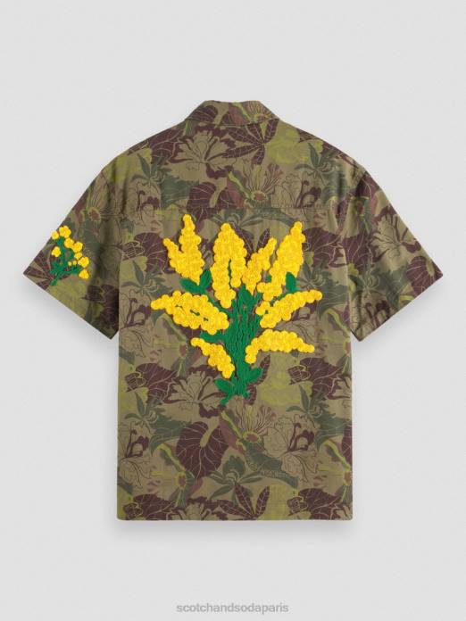 Scotch & Soda Hommes chemise en sergé imprimé à broderies camouflage floral vêtements 4HB4328