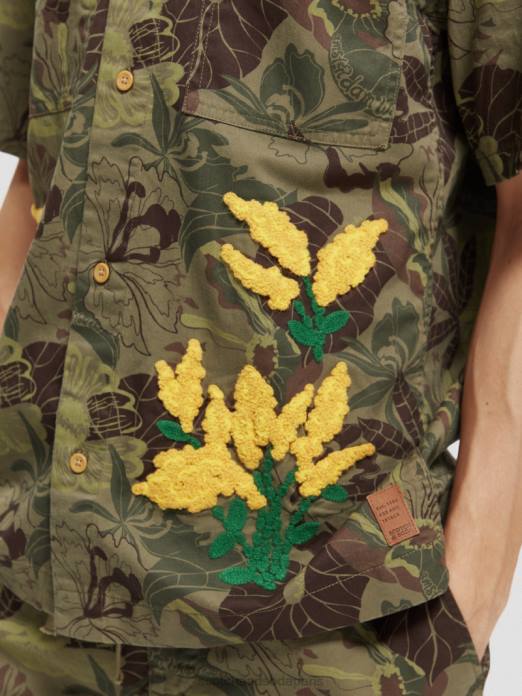 Scotch & Soda Hommes chemise en sergé imprimé à broderies camouflage floral vêtements 4HB4328