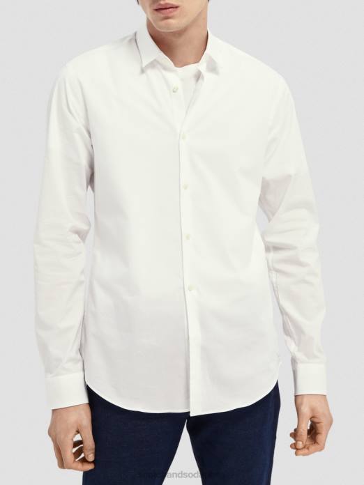 Scotch & Soda Hommes chemise extensible classique | coupe slim blanc vêtements 4HB4322