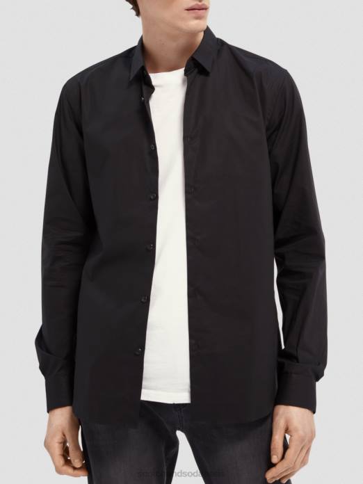 Scotch & Soda Hommes chemise extensible classique | coupe slim noir vêtements 4HB4319