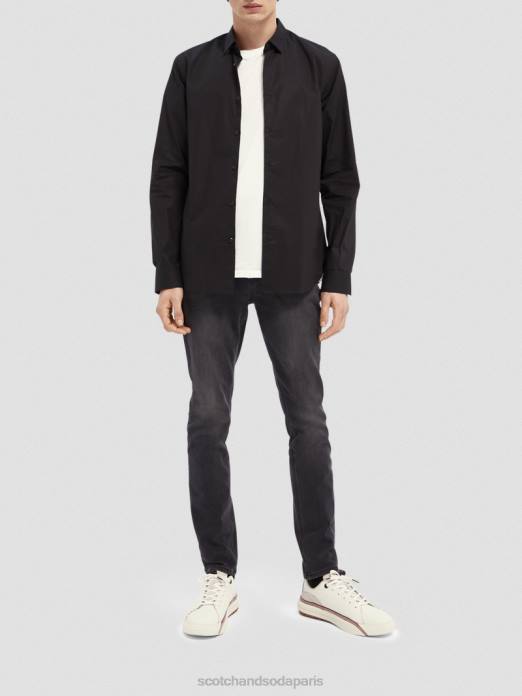Scotch & Soda Hommes chemise extensible classique | coupe slim noir vêtements 4HB4319