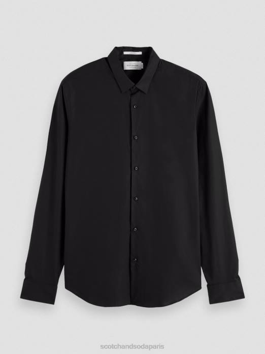 Scotch & Soda Hommes chemise extensible classique | coupe slim noir vêtements 4HB4319
