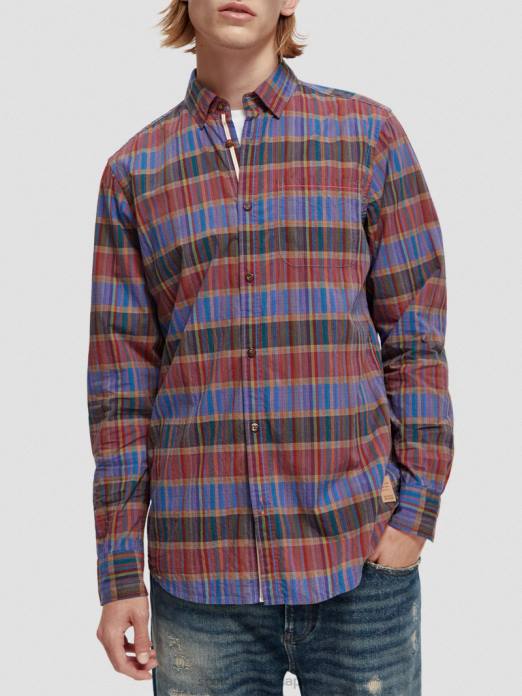 Scotch & Soda Hommes chemise légère à carreaux coupe classique combinaison c vêtements 4HB4299