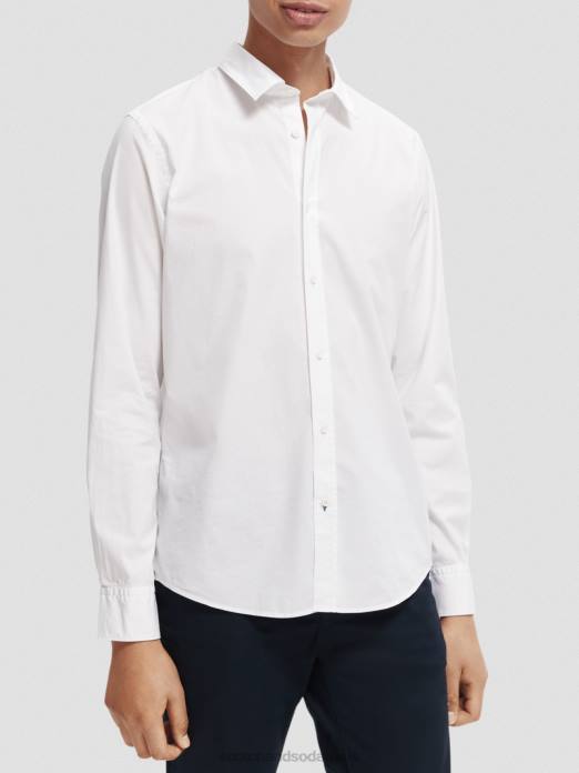 Scotch & Soda Hommes chemise slim bio essentielle blanc vêtements 4HB4310