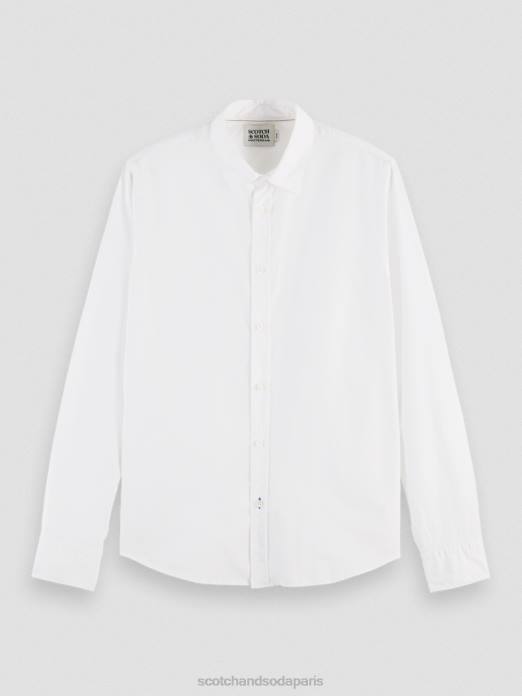 Scotch & Soda Hommes chemise slim bio essentielle blanc vêtements 4HB4310