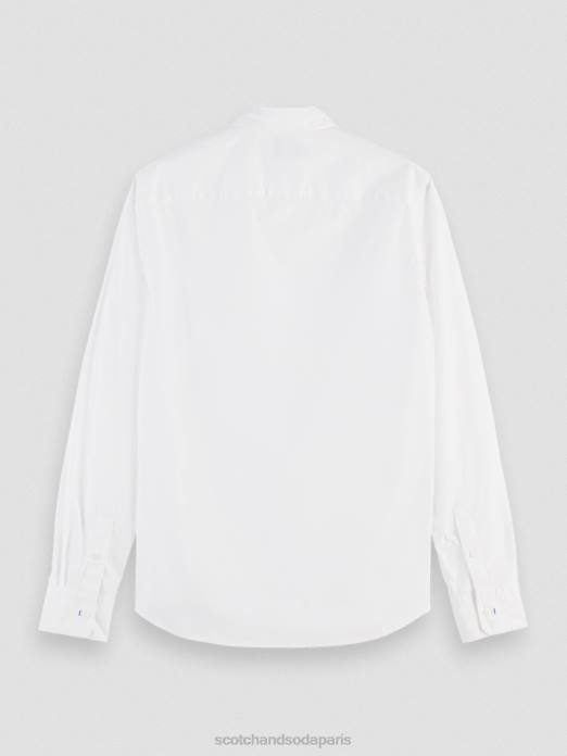 Scotch & Soda Hommes chemise slim bio essentielle blanc vêtements 4HB4310