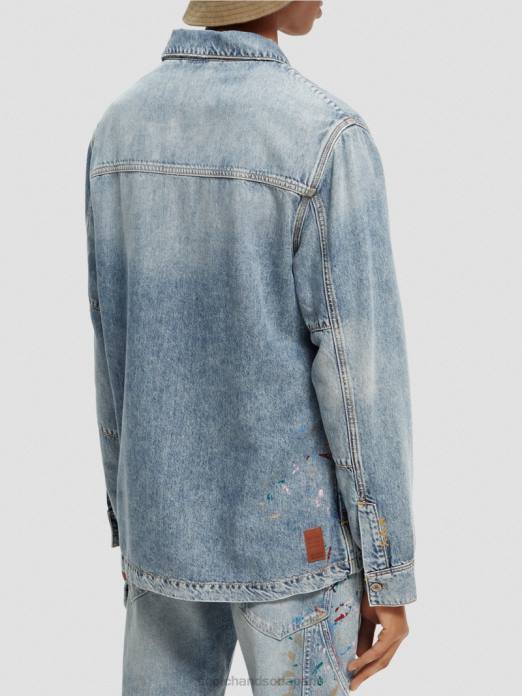 Scotch & Soda Hommes surchemise en jean à détails de peinture indigo lavé vêtements 4HB4313