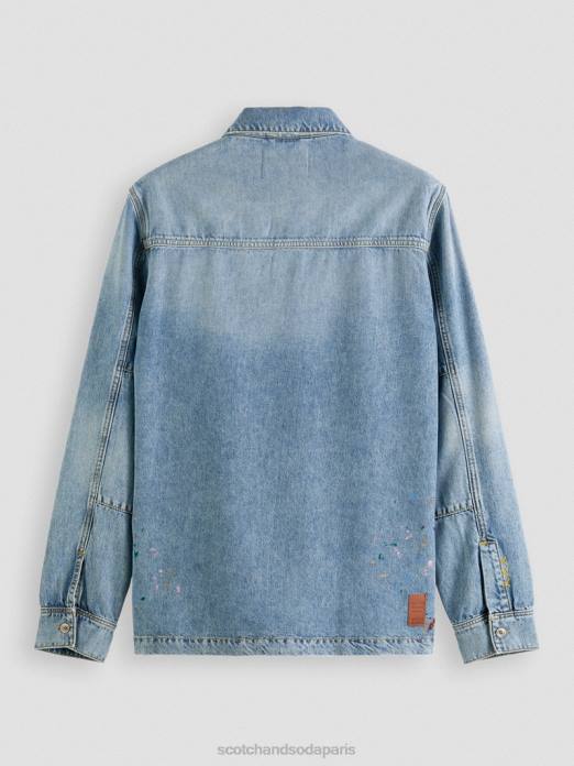 Scotch & Soda Hommes surchemise en jean à détails de peinture indigo lavé vêtements 4HB4313