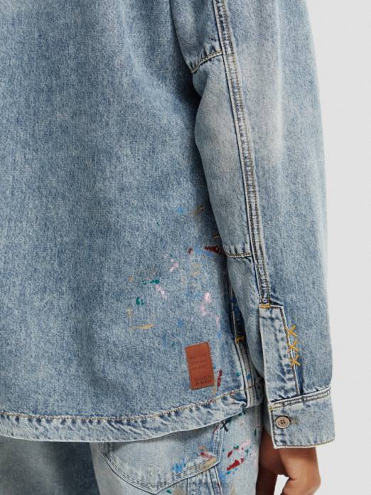 Scotch & Soda Hommes surchemise en jean à détails de peinture indigo lavé vêtements 4HB4313
