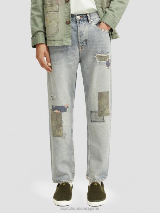 Scotch & Soda Hommes jean ample coupe fuselée en chanvre mélangé de qualité supérieure The Dean chercheur de paix vêtements 4HB4589