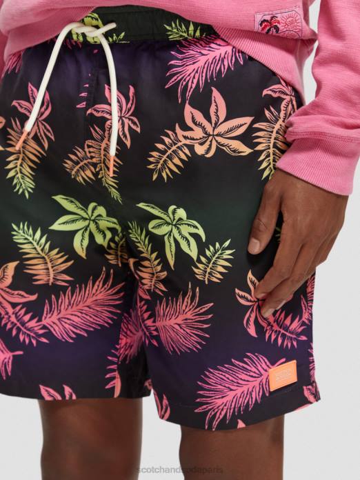 Scotch & Soda Hommes short de bain long imprimé feuille dégradée aop vêtements 4HB4677