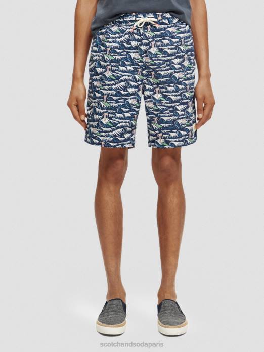 Scotch & Soda Hommes short de bain long imprimé vague bleue surf aop vêtements 4HB4678