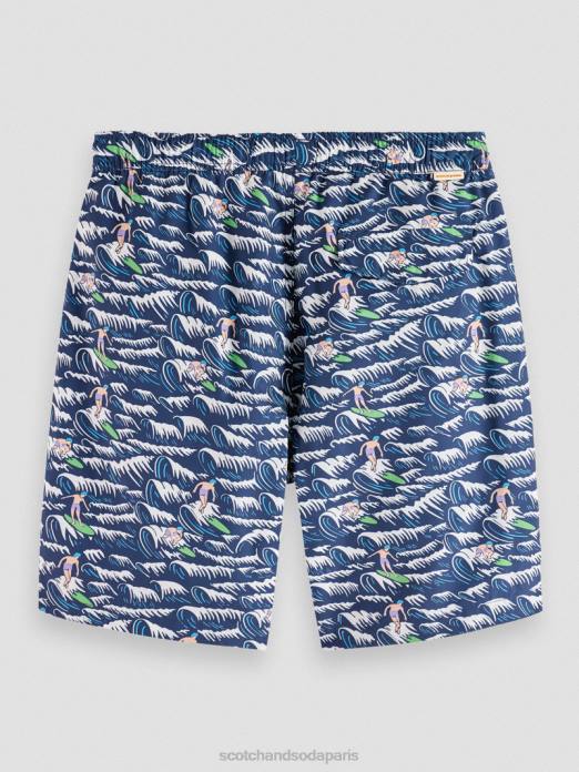 Scotch & Soda Hommes short de bain long imprimé vague bleue surf aop vêtements 4HB4678