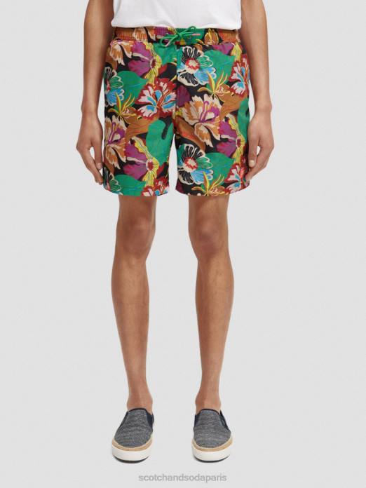 Scotch & Soda Hommes short de bain mi-long imprimé aop floral noir vêtements 4HB4673