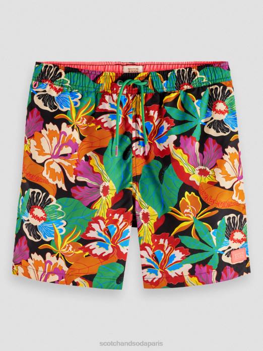 Scotch & Soda Hommes short de bain mi-long imprimé aop floral noir vêtements 4HB4673