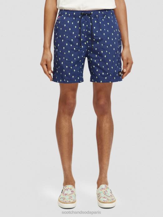 Scotch & Soda Hommes short de bain mi-long imprimé aop à pois bleu marine vêtements 4HB4667