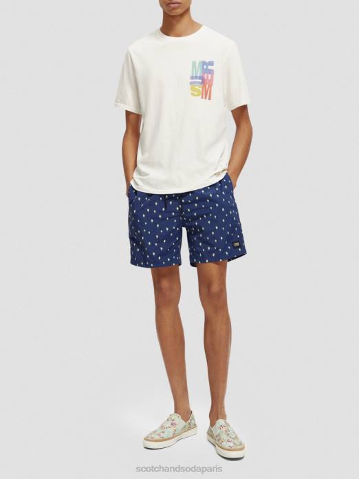 Scotch & Soda Hommes short de bain mi-long imprimé aop à pois bleu marine vêtements 4HB4667