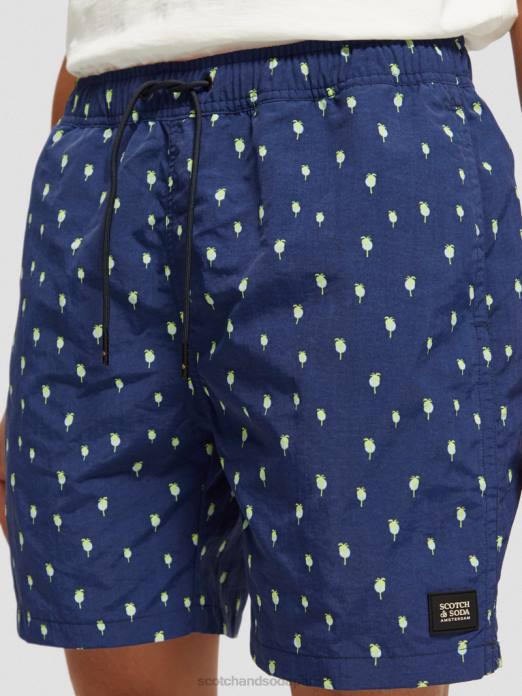 Scotch & Soda Hommes short de bain mi-long imprimé aop à pois bleu marine vêtements 4HB4667