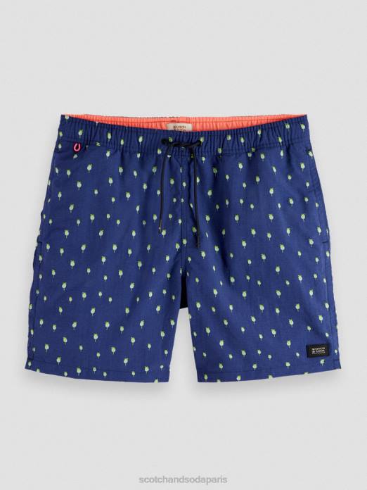 Scotch & Soda Hommes short de bain mi-long imprimé aop à pois bleu marine vêtements 4HB4667