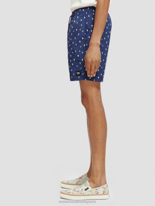 Scotch & Soda Hommes short de bain mi-long imprimé aop à pois bleu marine vêtements 4HB4667