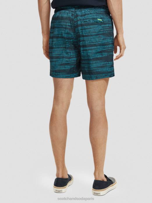 Scotch & Soda Hommes short de bain mi-long imprimé bande bleue vêtements 4HB4690