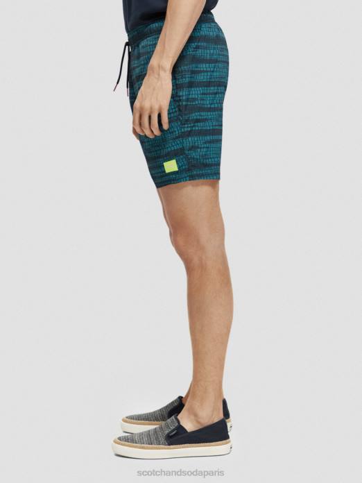 Scotch & Soda Hommes short de bain mi-long imprimé bande bleue vêtements 4HB4690