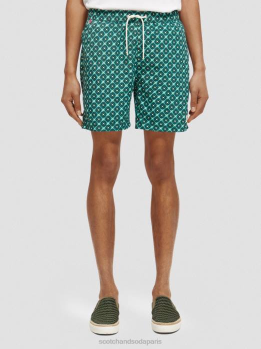 Scotch & Soda Hommes short de bain mi-long imprimé carrelage turquoise aop vêtements 4HB4669
