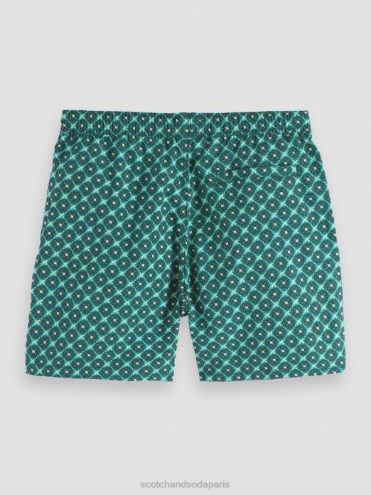 Scotch & Soda Hommes short de bain mi-long imprimé carrelage turquoise aop vêtements 4HB4669