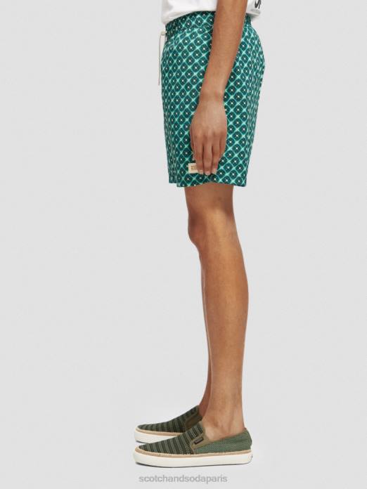 Scotch & Soda Hommes short de bain mi-long imprimé carrelage turquoise aop vêtements 4HB4669