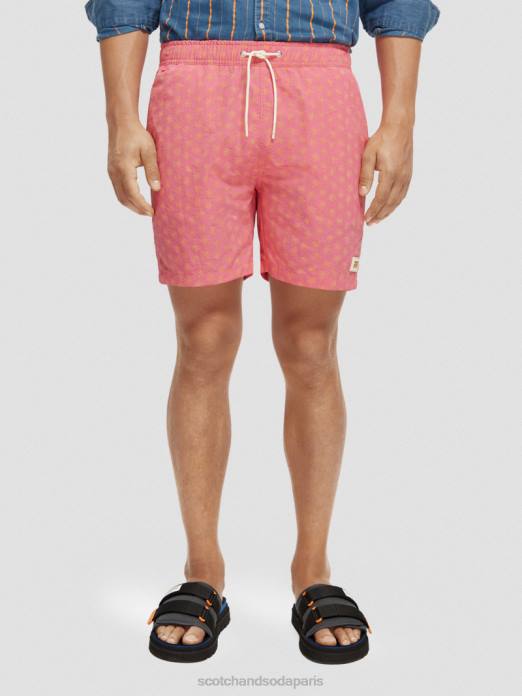 Scotch & Soda Hommes short de bain mi-long imprimé feuille de cire de flamant rose aop vêtements 4HB4671
