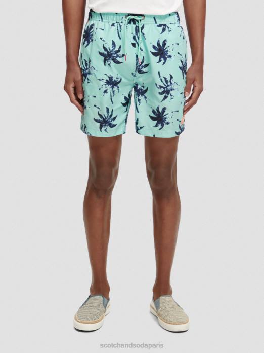 Scotch & Soda Hommes short de bain mi-long imprimé feuille de cire de menthe aop vêtements 4HB4675