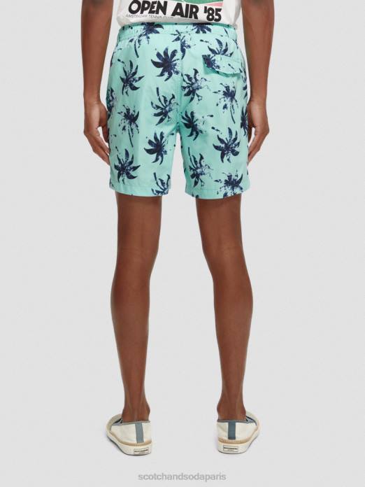 Scotch & Soda Hommes short de bain mi-long imprimé feuille de cire de menthe aop vêtements 4HB4675