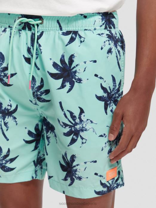 Scotch & Soda Hommes short de bain mi-long imprimé feuille de cire de menthe aop vêtements 4HB4675