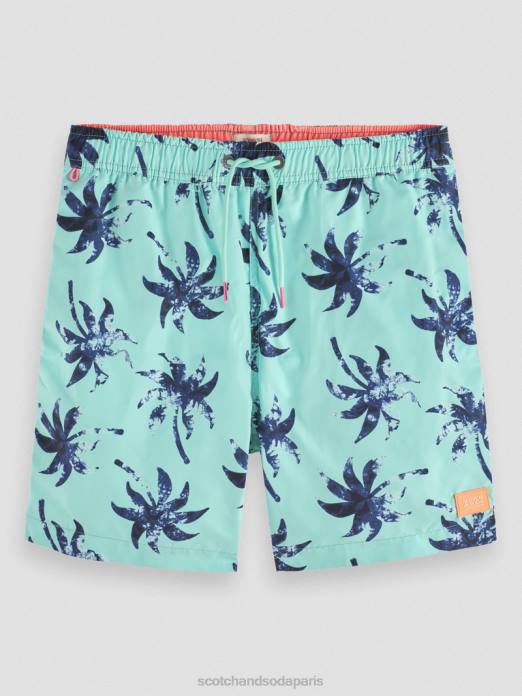 Scotch & Soda Hommes short de bain mi-long imprimé feuille de cire de menthe aop vêtements 4HB4675