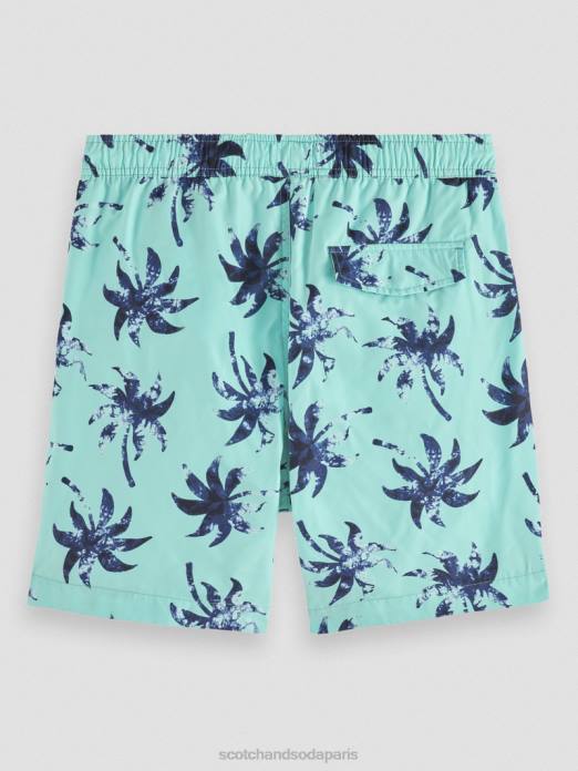 Scotch & Soda Hommes short de bain mi-long imprimé feuille de cire de menthe aop vêtements 4HB4675