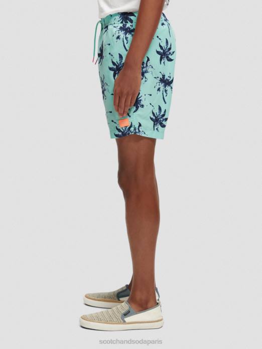 Scotch & Soda Hommes short de bain mi-long imprimé feuille de cire de menthe aop vêtements 4HB4675
