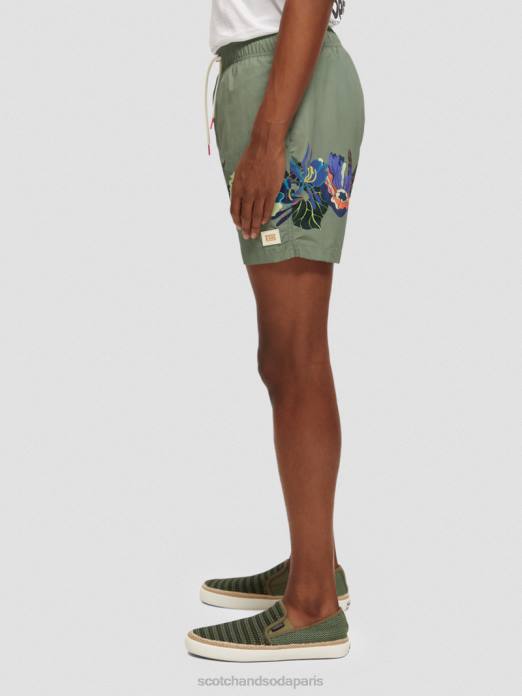 Scotch & Soda Hommes short de bain mi-long imprimé imprimé vert vêtements 4HB4693