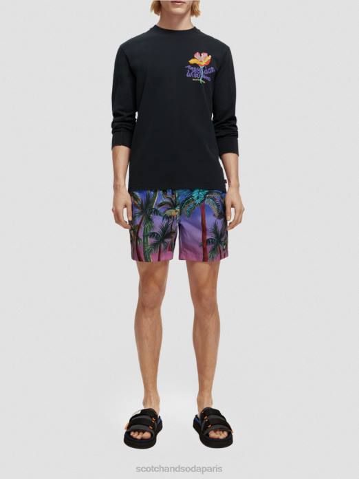 Scotch & Soda Hommes short de bain mi-long imprimé palmiers aop marine vêtements 4HB4692