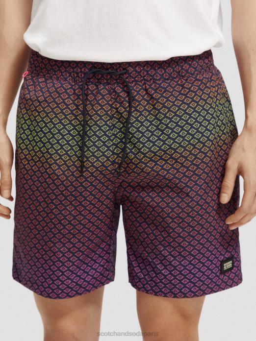 Scotch & Soda Hommes short de bain mi-long imprimé rosette dégradée aop vêtements 4HB4668