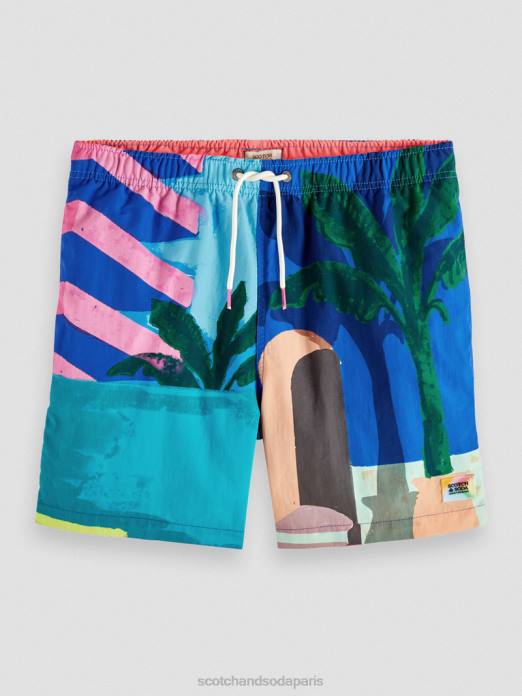 Scotch & Soda Hommes short de bain mi-long imprimé scène aop vêtements 4HB4691