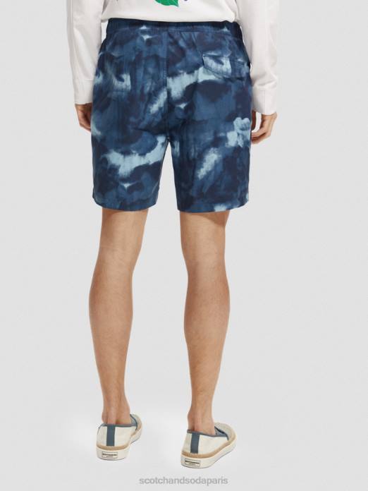 Scotch & Soda Hommes short de bain mi-long imprimé tie-dye teinture de cravate bleu marine vêtements 4HB4689