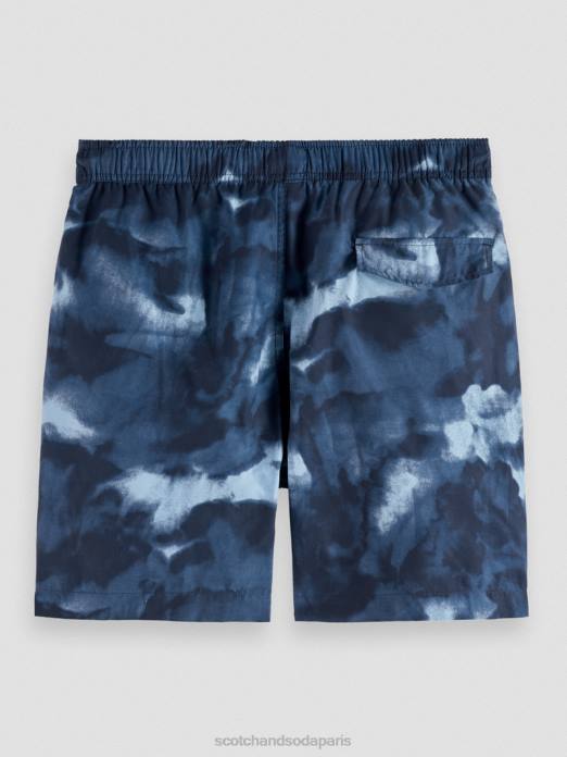 Scotch & Soda Hommes short de bain mi-long imprimé tie-dye teinture de cravate bleu marine vêtements 4HB4689