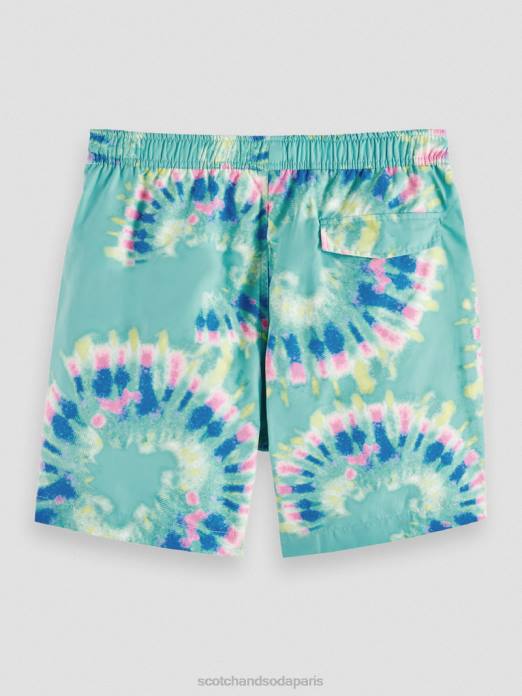 Scotch & Soda Hommes short de bain mi-long imprimé tie-dye teinture de cravate de fleur de menthe vêtements 4HB4685