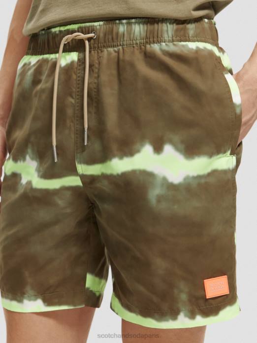 Scotch & Soda Hommes short de bain mi-long imprimé tie-dye teinture de cravate de l'armée vêtements 4HB4688