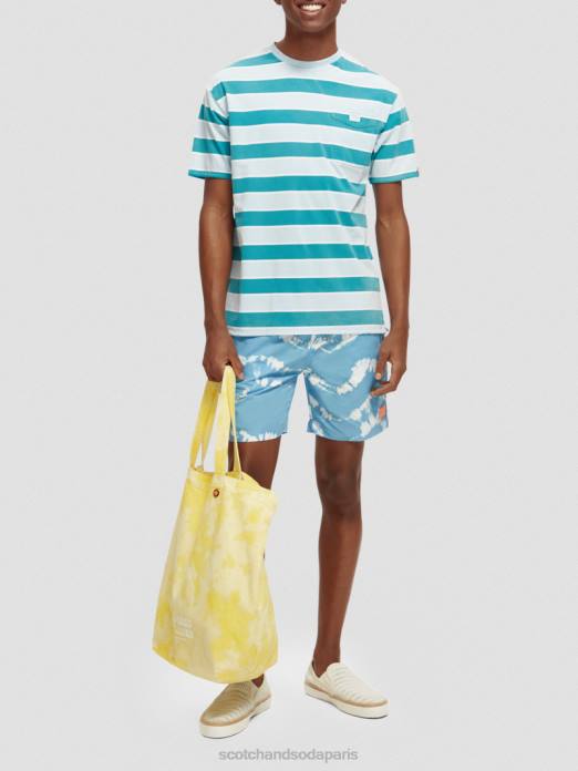 Scotch & Soda Hommes short de bain mi-long imprimé tie-dye tie-dye bleu mer vêtements 4HB4687