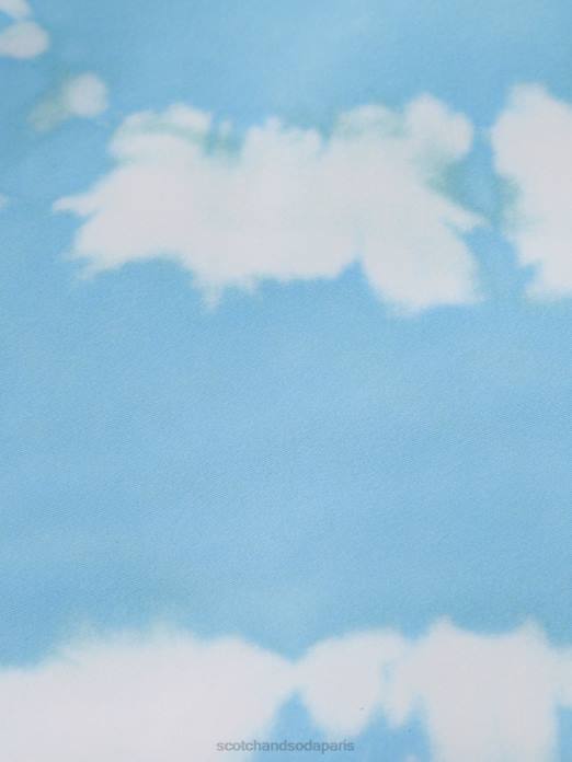 Scotch & Soda Hommes short de bain mi-long imprimé tie-dye tie-dye bleu mer vêtements 4HB4687