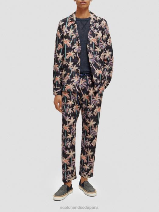 Scotch & Soda Hommes le chino plissé imprimé twilt palmier aop noir vêtements 4HB4500