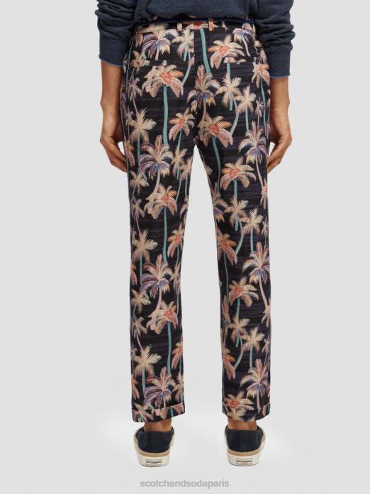 Scotch & Soda Hommes le chino plissé imprimé twilt palmier aop noir vêtements 4HB4500