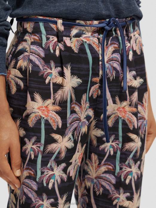 Scotch & Soda Hommes le chino plissé imprimé twilt palmier aop noir vêtements 4HB4500