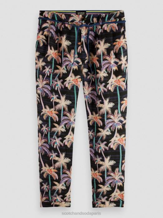 Scotch & Soda Hommes le chino plissé imprimé twilt palmier aop noir vêtements 4HB4500